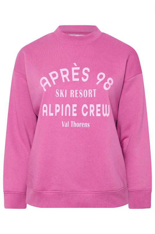 LIMITED COLLECTION Plus Size Pink 'Après 98' Slogan Sweatshirt | Yours Clothing 6