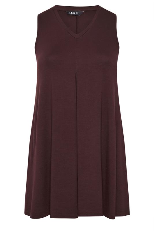 YOURS Plus Size Chocolate Brown Pleat Front Vest Top | Yours Clothing 5