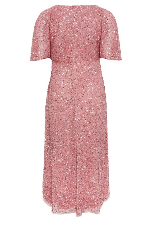 LUXE Plus Size Pink Hand Embellished Angel Sleeve Maxi Dress | Yours Clothing 7