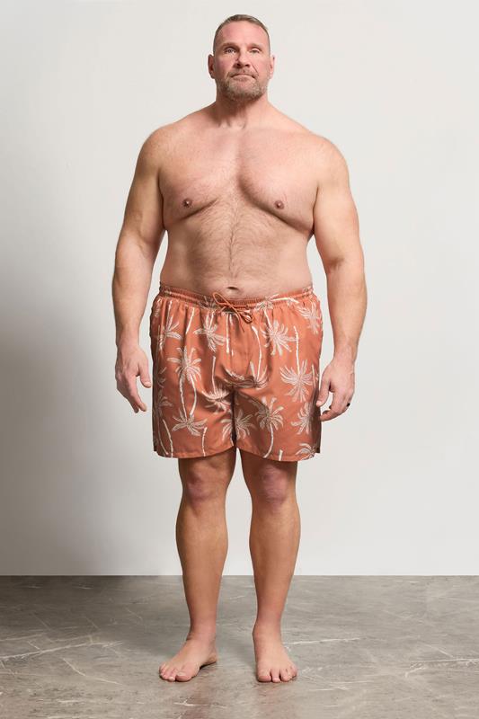 BadRhino Big & Tall Clay Orange Palm Tree Swim Shorts | BadRhino 4