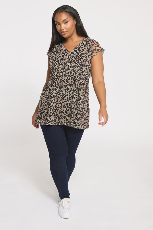 YOURS Plus Size Black Leopard Print Mesh Top | Yours Clothing 1