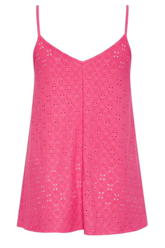 LIMITED COLLECTION Plus Size Pink Broderie Anglaise Cami Top | Yours Clothing 7