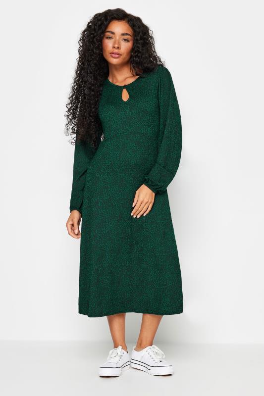 M&Co Petite Dark Green Leopard Print Midi Dress | M&Co 1