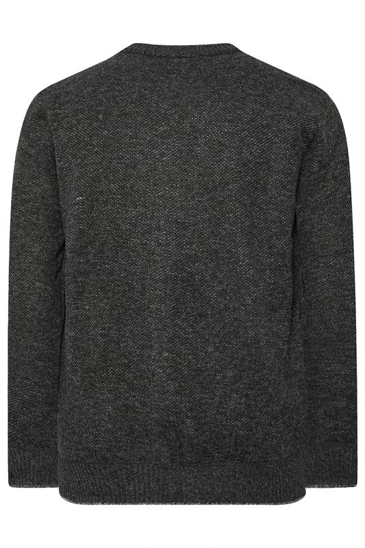 D555 Big & Tall Charcoal Grey Marl Knitted Cardigan | BadRhino 7