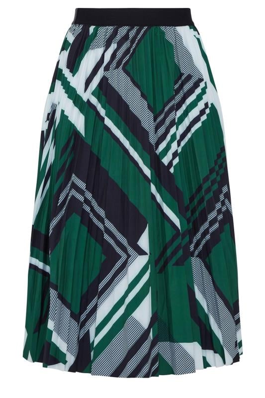 M&Co Green Geometric Print Pleated Midi Skirt | M&Co 4