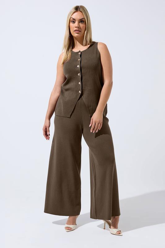 LIMITED COLLECTION Curve Chocolate Brown Knitted Trousers