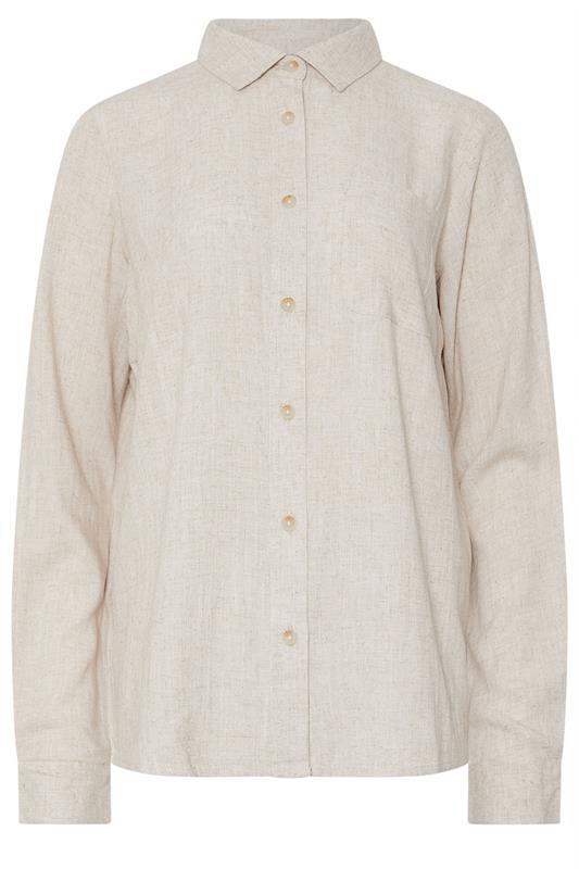 LTS Tall Stone Brown Linen Oversized Long Sleeve Shirt | Long Tall Sally 6