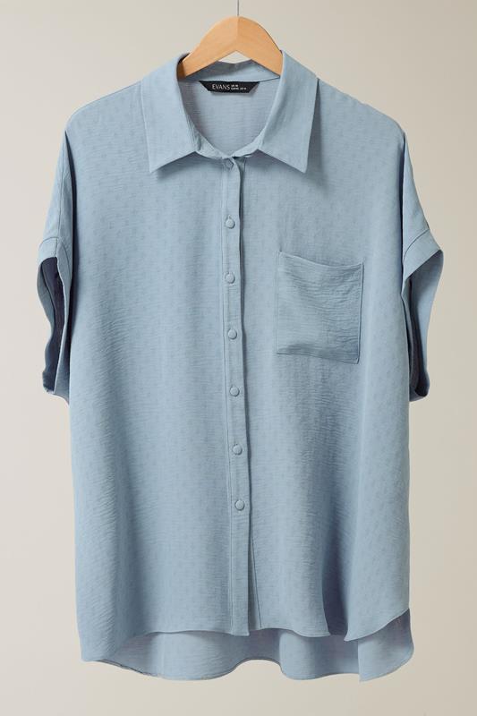 EVANS Plus Size Light Blue Grown-On Sleeve Blouse | Evans 5