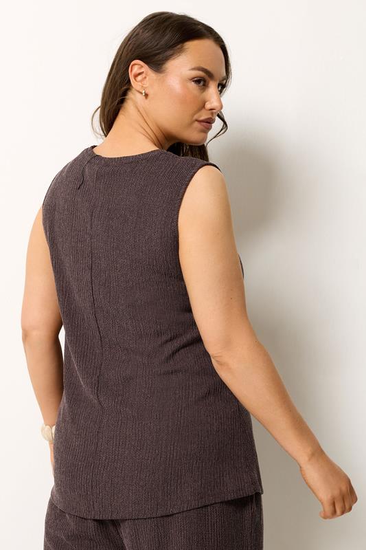 YOURS Plus Size Chocolate Brown Side Knot Vest Top | Yours Clothing 2