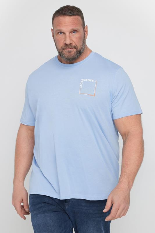 JACK & JONES Big & Tall Light Blue Verner' T-Shirt | BadRhino 2