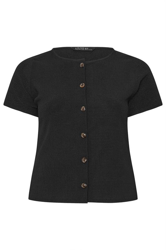 LIMITED COLLECTION Plus Size Black Crinkle Short Sleeve Top | Yours Clothing 6