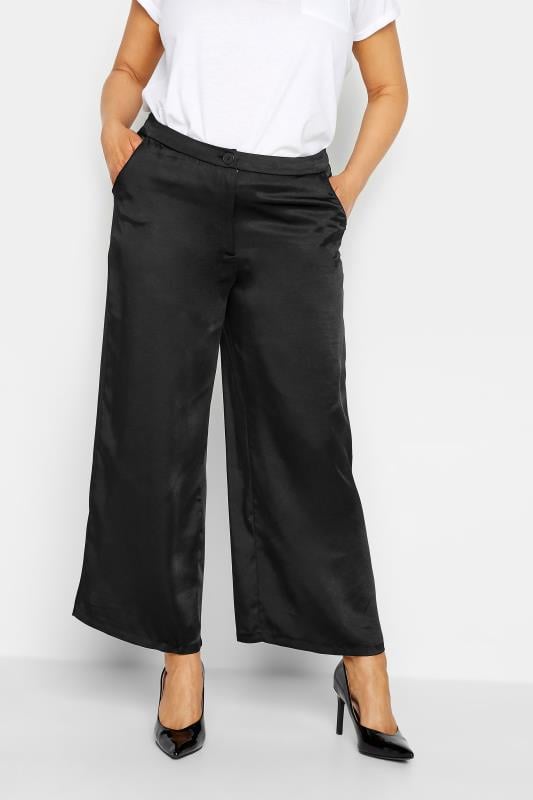 M&Co Black Satin Wide Leg Trousers | M&Co 1