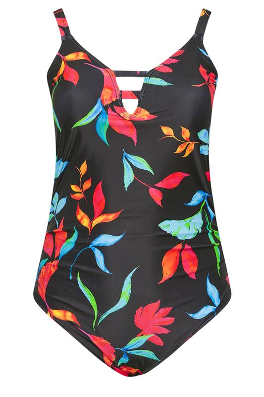 YOURS Plus Size Black Floral Strap Detail Swimsuit | Yours Clothing 7