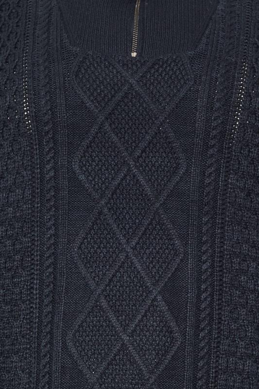 JACK & JONES Big & Tall Navy Blue High Neck Quarter Zip Jumper | BadRhino 1
