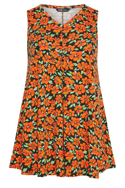 YOURS Plus Size Orange Floral Printed Vest Top | Yours Clothing 5
