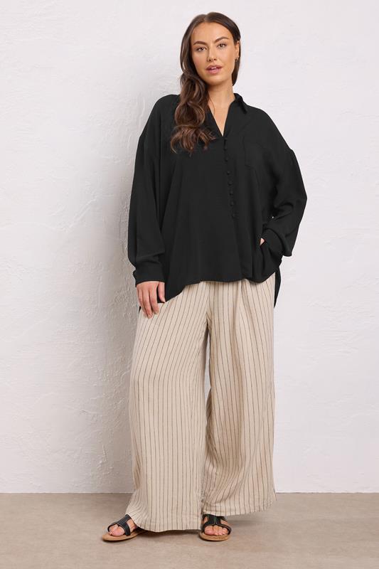 EVANS Plus Size Black Dipped Hem Oversized Shirt | Evans 1