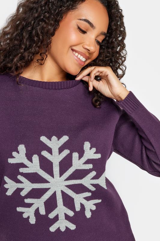 M&Co Petite Dark Purple Snowflake Christmas Jumper | M&Co  4