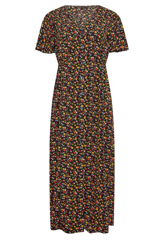 M&Co Black Floral Print Button Through Midi Tea Dress | M&Co 5