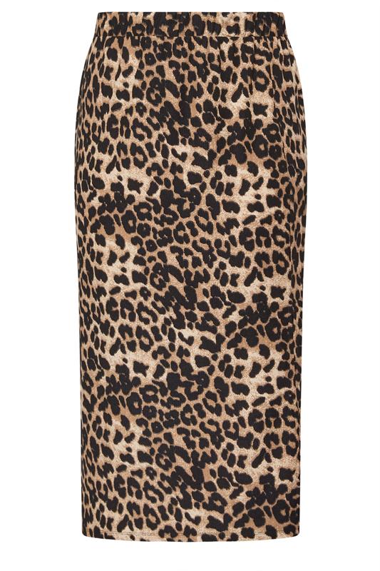 YOURS Plus Size Brown Leopard Textured Tube Skirt | Yours Clothing 6