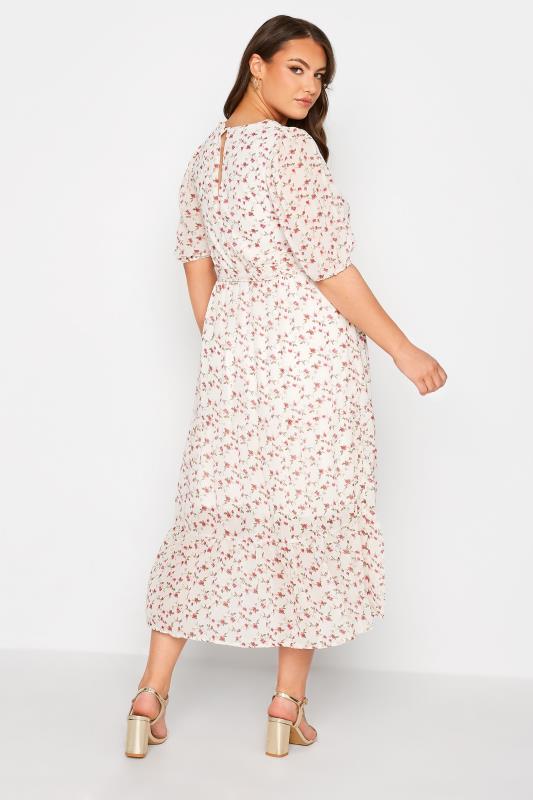 YOURS LONDON Plus Size White Ditsy Smock Midi Dress | Yours Clothing  3