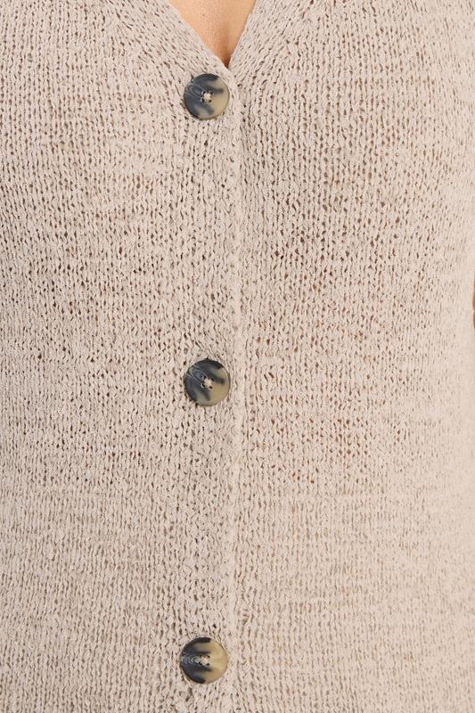 YOURS Plus Size Natural Brown Button Through Knitted Waistcoat | Yours Clothing 5