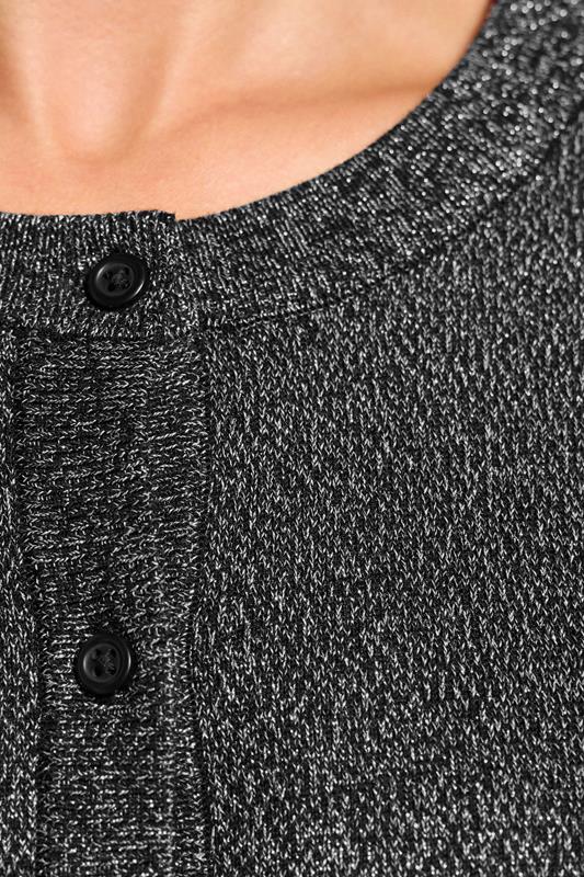 LTS Tall Black Metallic Crew Neck Cardigan | Long Tall Sally 5
