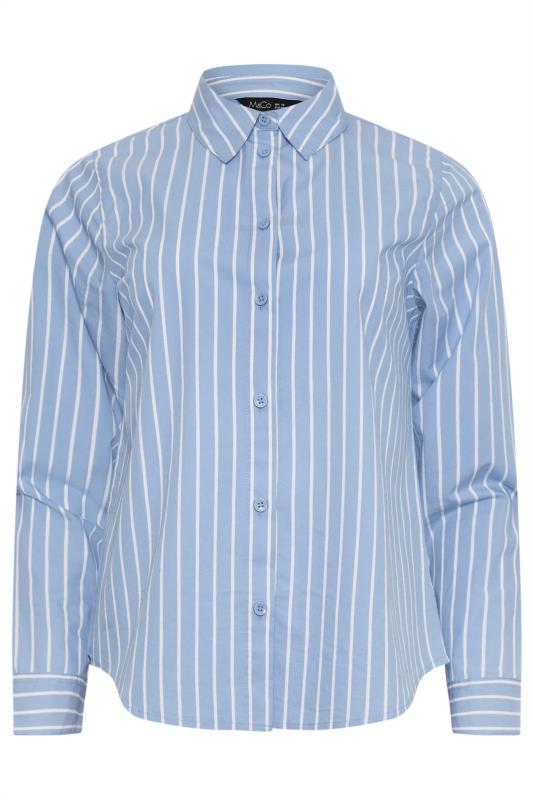 M&Co Blue & White Striped Cotton Poplin Shirt | M&Co 5