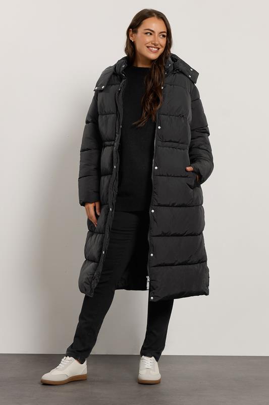 EVANS Curve Black Maxi Puffer Coat | Evans 2
