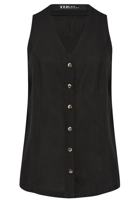 YOURS Plus Size Black Linen Waistcoat | Yours Clothing 5