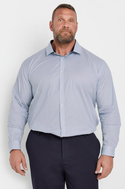 BadRhino Tailoring Big & Tall Blue Abstract Print Formal Shirt | BadRhino 4