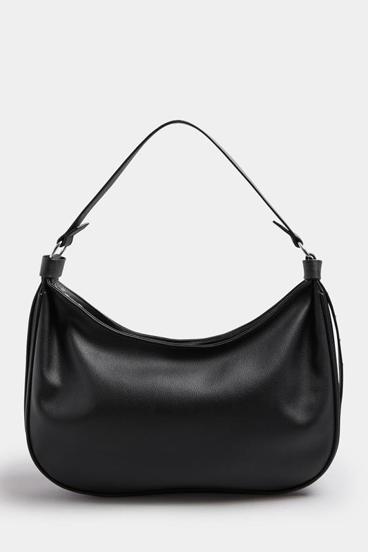 Black Faux Leather Slouched Studded Shoulder Bag