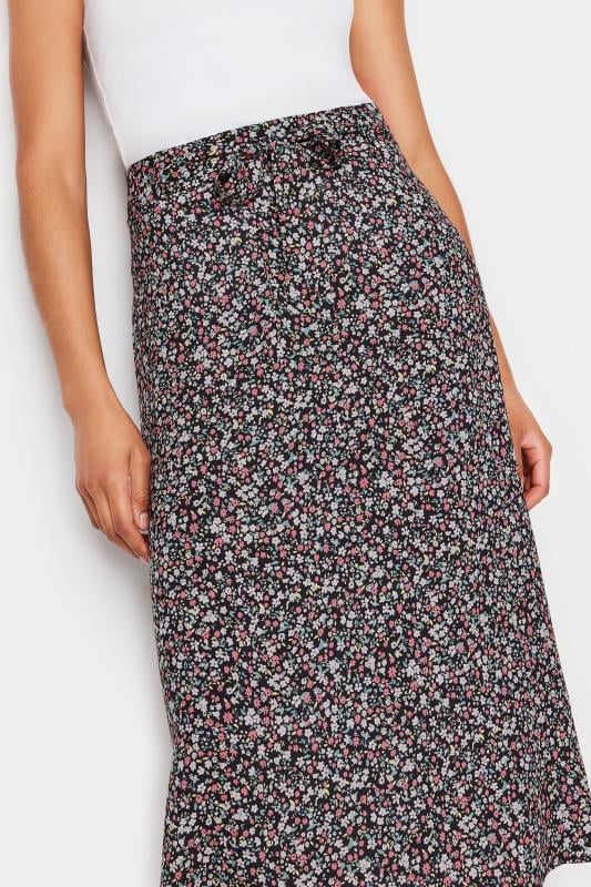 M&Co Black Ditsy Floral Print Belted Midi Skirt | M&Co 4