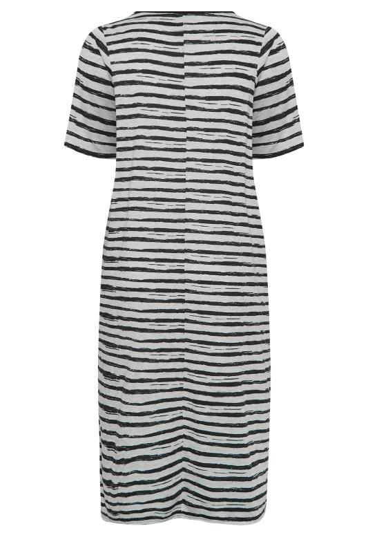 YOURS Plus Size Grey Stripe Maxi T-Shirt Dress | Yours Clothing 6