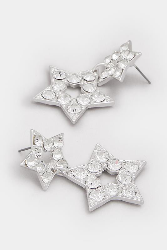 Silver Tone Diamante Star Earrings | Yours Clothing 2