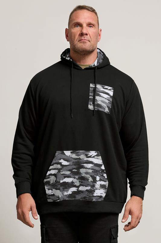 BadRhino Big & Tall Black Camo Print Utility Hoodie