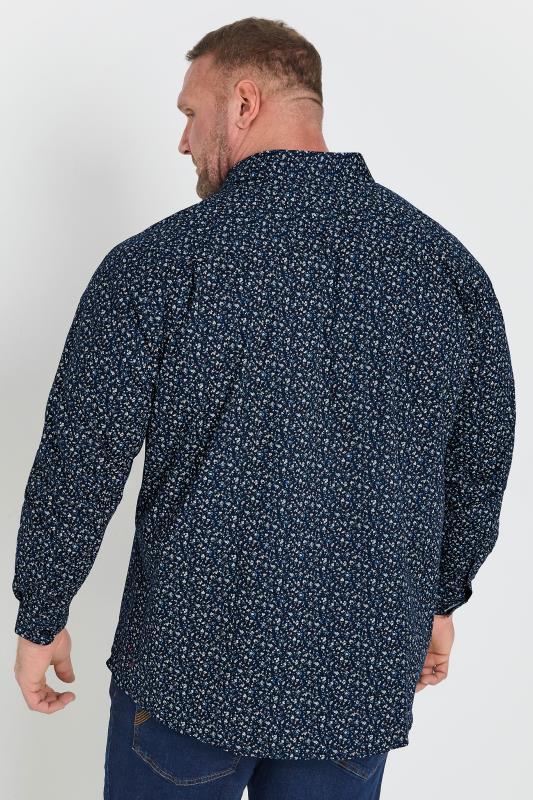 BadRhino Tailoring Big & Tall Navy Blue Micro Floral Print Formal Shirt | BadRhino 5