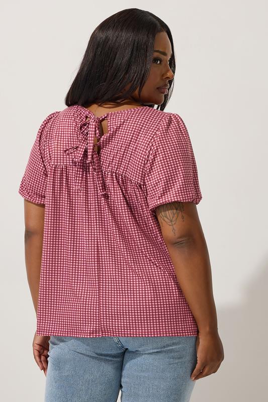LIMITED COLLECTION Plus Size Red Gingham Tie Back Top | Yours Clothing 2