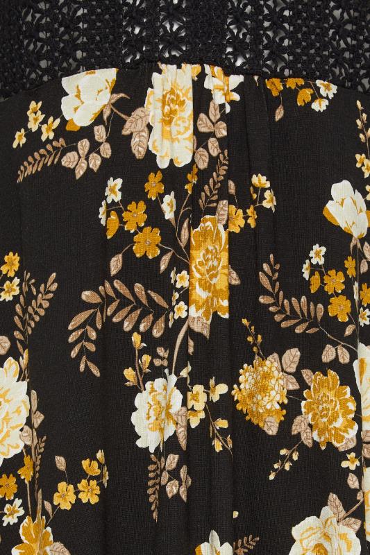 YOURS Plus Size Black Floral Print Lace Detail Dress | Yours Clothing 5