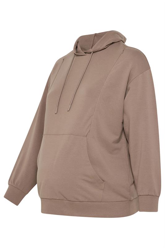 BUMP IT UP MATERNITY Plus Size Brown Zip Side Nursing Hoodie | Yours Clothing 6