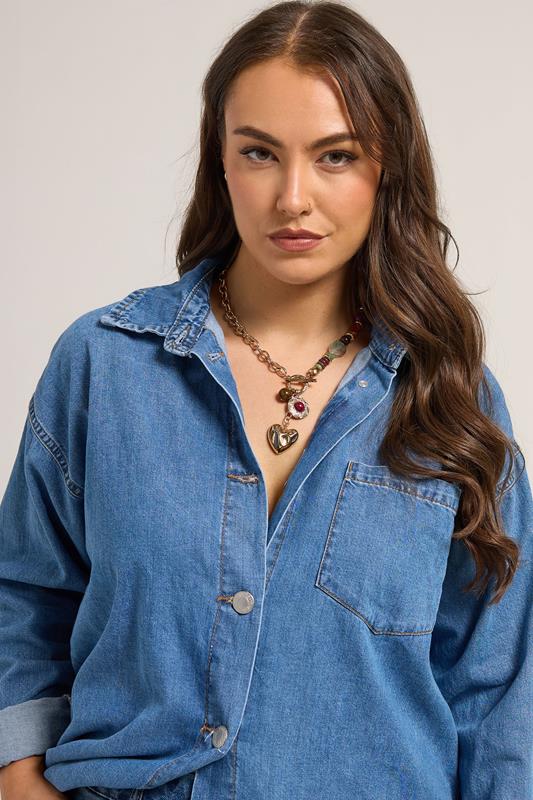 Gold & Red Beaded Statement Necklace | Yours Clothing 1