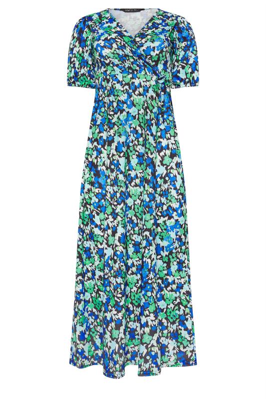 Women's  M&Co Petite Black & Blue Floral Print Maxi Dress