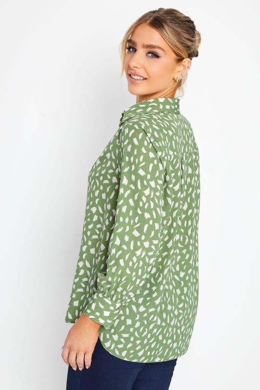 M&Co Green Brush Stroke Print Half Placket Shirt | M&Co 3