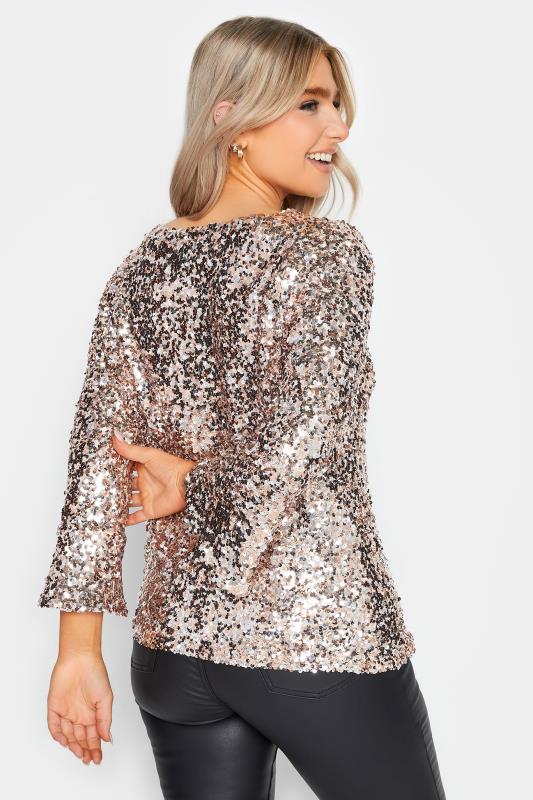 M&Co Gold Flute Sleeve Sequin Top | M&Co
