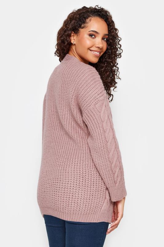 M&Co Petite Pink Chunky Cable Knit Cardigan | M&Co 3