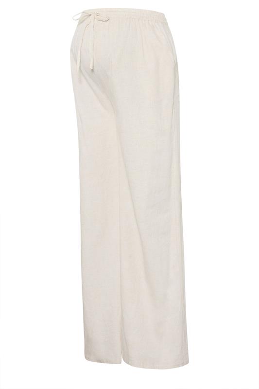 LTS Tall Women's Maternity Cream Wide Leg Linen Trousers | Long Tall Sally 5