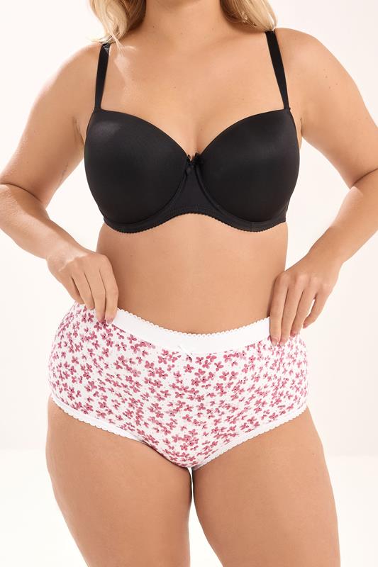 YOURSET 5 PACK Plus Size Pink & Black Floral Full Briefs | Yours Clothing 2