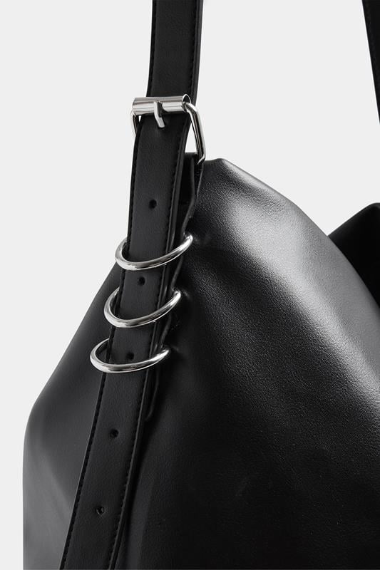 Black Faux Leather Slouched Shoulder Bag | Yours Clothing 6