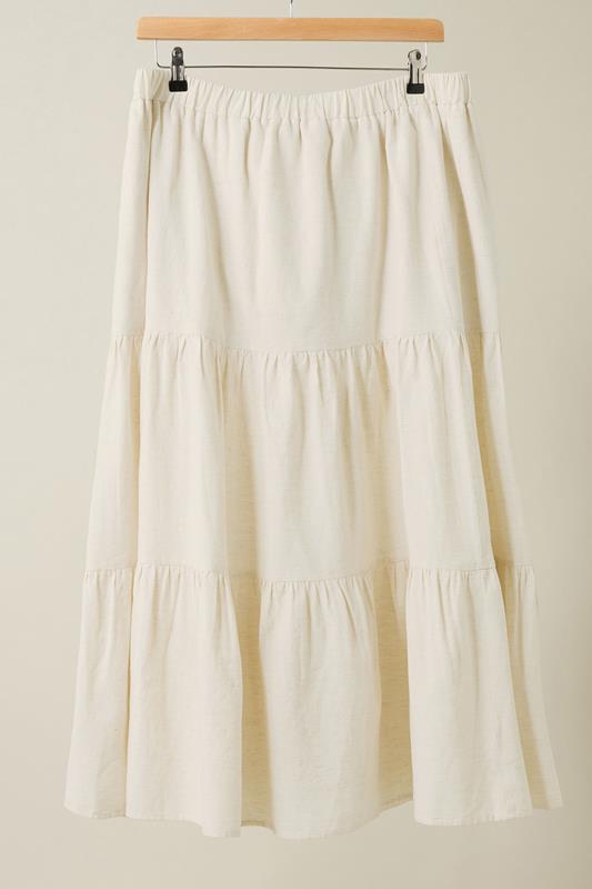 EVANS Plus Size Natural Brown Tiered Linen Maxi Skirt | Evans 6