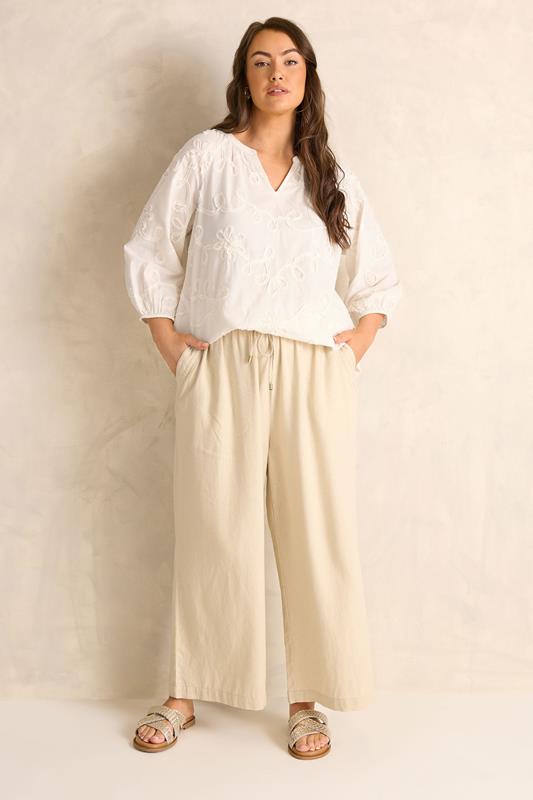 EVANS Plus Size Ivory White Floral Embroidered Cotton Blouse | Evans 2