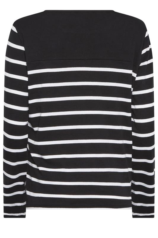 M&Co Black Stripe Print Long Sleeve Cotton T-Shirt | M&Co 7
